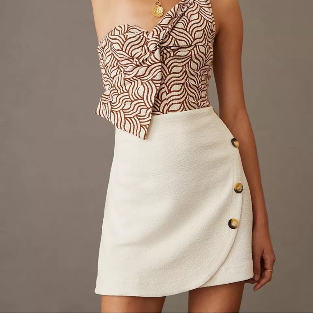 ANTHROPOLOGIE Knit Mini Wrap Skirt by Maeve - Ivory